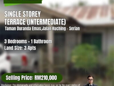 Single Storey Terrace House @ Taman Duranda Emas 18 1/2 Mile Jalan Kuching Serian Kuching FOR SALE