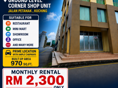 FOR RENT : CORNER GROUND LEVEL SHOP UNIT AT DUBS COMMERCIAL CENTER