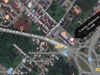 Prime 3-storey Commercial shop facing main Jalan Matang Baru, Kuching FOR SALE