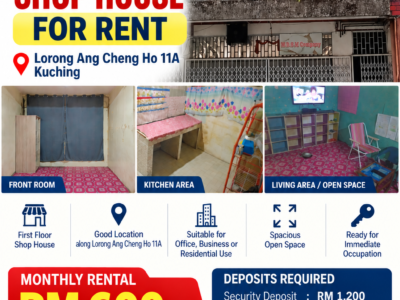 Shop Apartment 1st Floor Jalan Ang Cheng Ho 11a FOR RENT