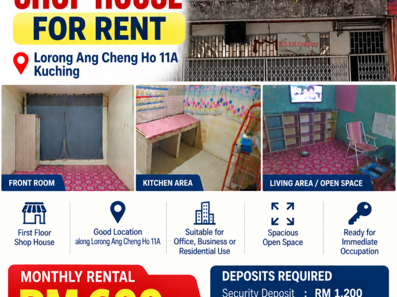 Shop Apartment 1st Floor Jalan Ang Cheng Ho 11a FOR RENT