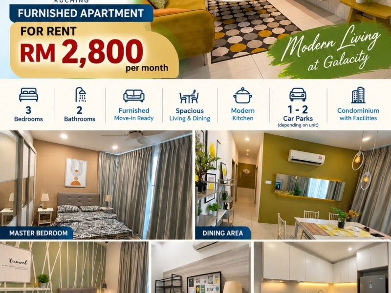 Gala Residence Furnished Apartment Galacity, Jalan Tun Jugah Kuching FOR RENT