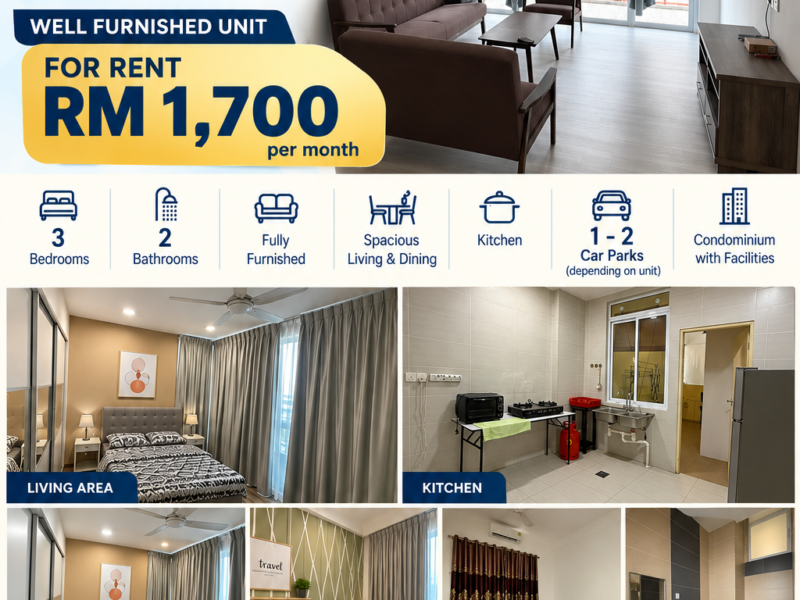 P' Residence Condo Well Furnished EMart Batu Kawa Kuching FOR RENT
