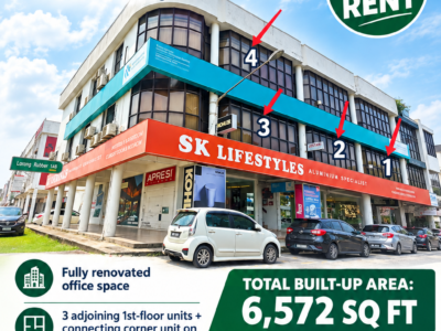 Prime 1st Floor office shoplot for Rent at Jln Tun Ahmad Zaidi Adruce/Palm road