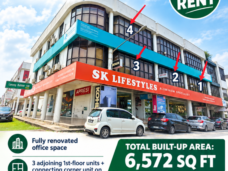 Prime 1st Floor office shoplot for Rent at Jln Tun Ahmad Zaidi Adruce/Palm road